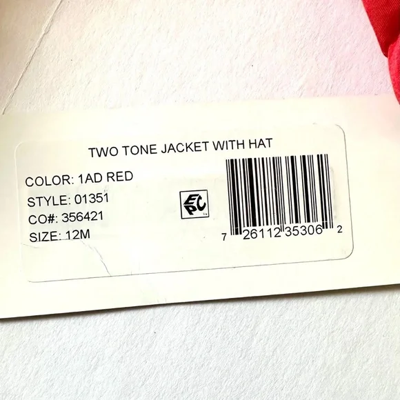 (New) Kids Winter / Raincoat Red & Black W/ Hoodie Rothschild For 12M with Hat